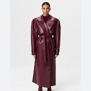 Naked Wardrobe Deep Burgundy Trench Coat
